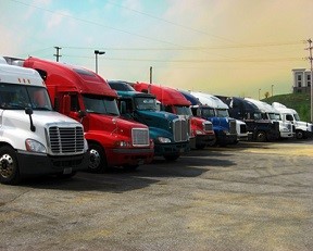Tractor Trailers at truck stop 